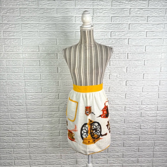 Vintage Other - Vintage 60s/70s Morgan-Jones Terry Cloth Half Apron Coffee Grinder Print